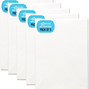 5 Pack Canvas for Painting Wall Art Artists Large Cotton Blank White Framed Canvas Boards 50x40cm (12" x 16") - Canvas for Painting Pre Stretched