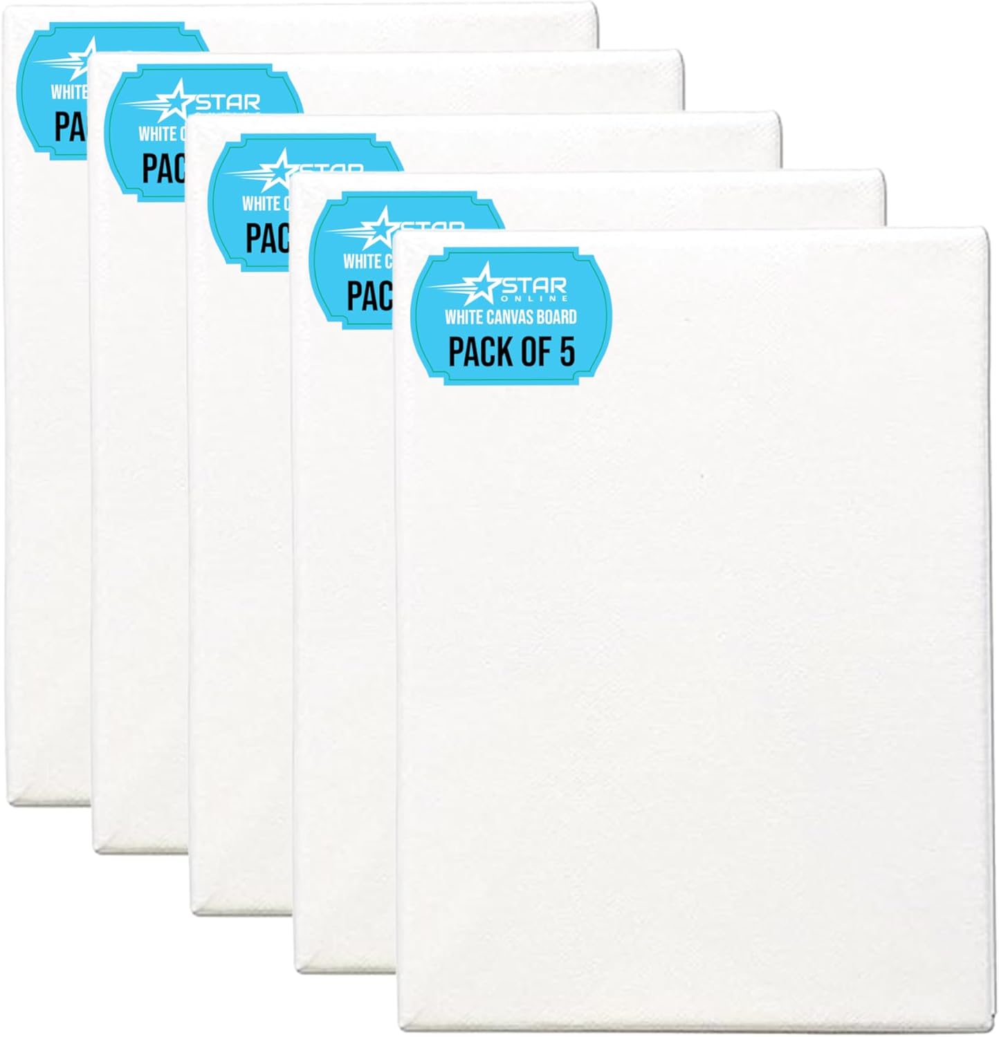 5 Pack Canvas for Painting Wall Art Artists Large Cotton Blank White Framed Canvas Boards 50x40cm (12" x 16") - Canvas for Painting Pre Stretched