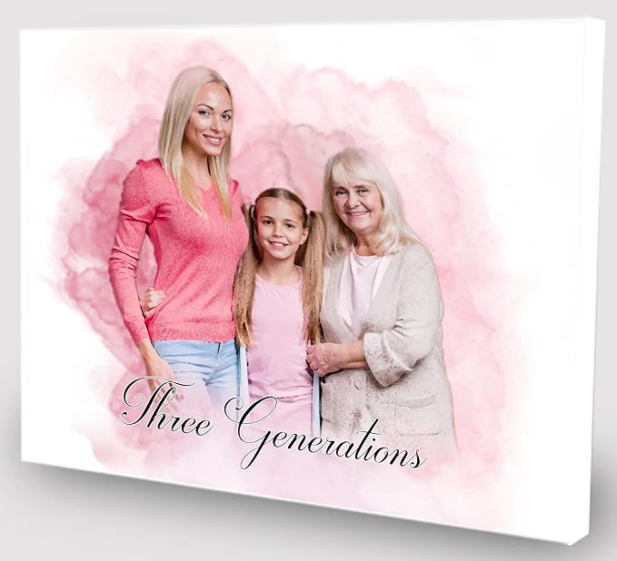 Star Online Personalised Gift for Mum From Daughter Mothers Day Canvas Portrait Photo Present For Grandma, Nana Family Generation Picture Frame (Generation of Love)